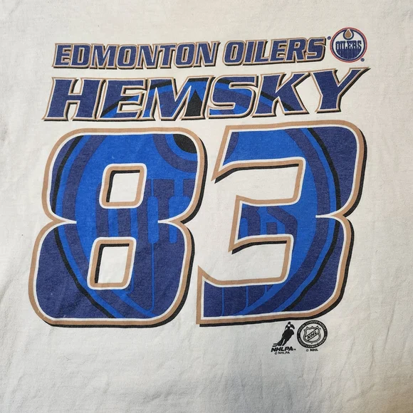 Edmonton Oilers Ales Hemsky 83 White Tee Y2K Vintage 00s NHL - Picture 2 of 7